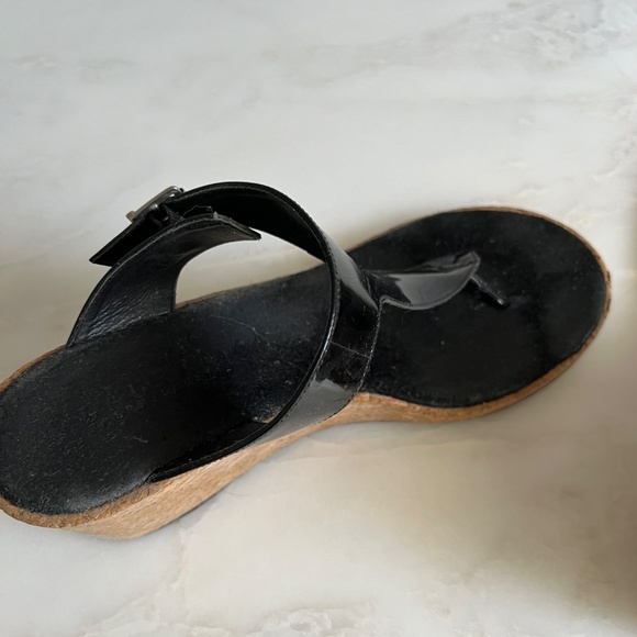 Ralph Lauren  3” Wedge Black Patent Sandal - Picture 3 of 3